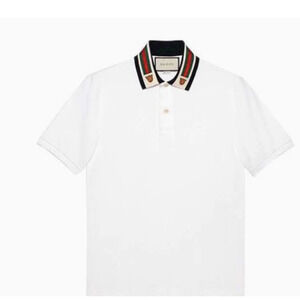 Gucci Stripe Short Sleeve Polo Shirt - style 545714 - Size 3XL - off-White (R)